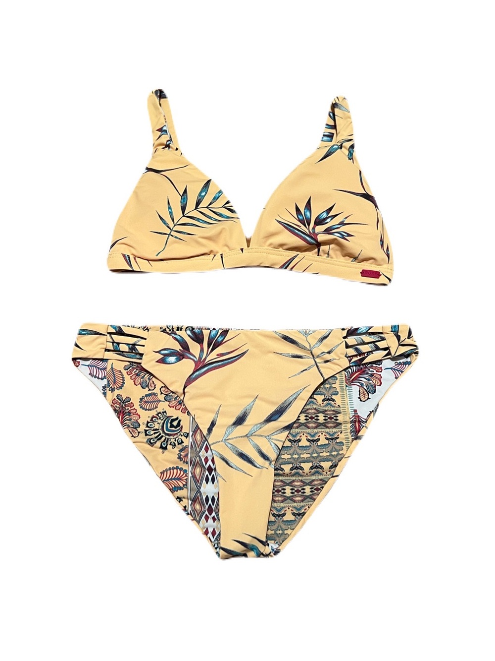 ROXY Softly Love Reversible Bikini Set in Golden Yellow, Women’s size Small